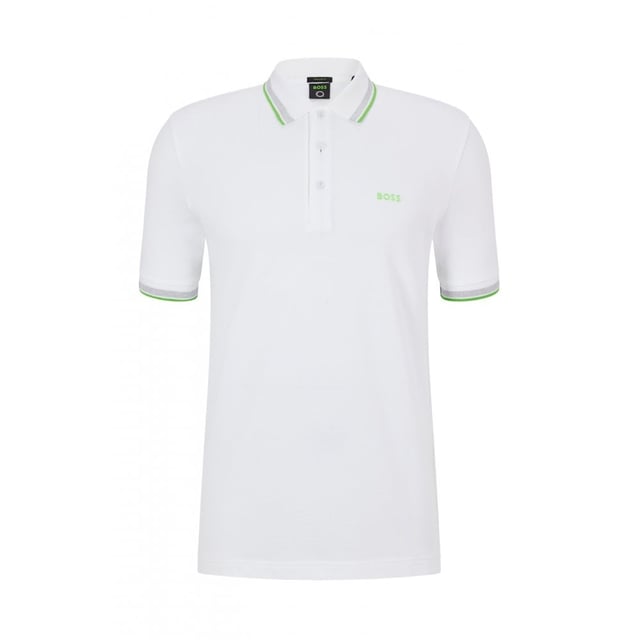 A signature polo shirt by BOSS Menswear, cut to a regular fit. Featuring contrast tipping and a logo at the left chest, this short-sleeved polo shirt is designed in cotton piqué and detailed with further BOSS branding at the undercollar.
Regular fit. Flat-knit collar. Number of buttons: 3. Short sleeves. Flat-knit cuffs. Standard length. 100% Cotton.
50469055
Model is 5"8 and wears size M