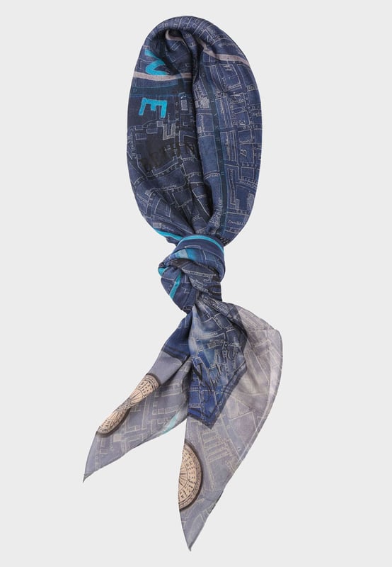A generous size scarf with London city map print. 