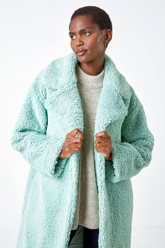 Longline borg coat topshop online