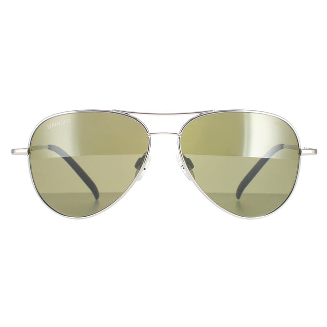 Serengeti Aviator Unisex Shiny Silver Polarized Green 555nm Carrara Small  Carrara Small are a classic aviator pilot style, with the iconic teardrop shaped lenses and double bridge. The temples have a hidden double flex spring hinge for a wider fit range for an updated version of the very popular aviator, here in the smaller size model. Photochromic lenses are Serengeti's speciality and the lightweight lenses will darken or lighten exceptionally well in differing light conditions.