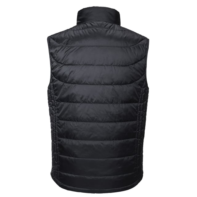 Material: 100% Polyester. Lining: Contrast. Design: Quilted. 66gsm. Fabric Technology: Aquapel, Breathable, DuPont Sorona, DWR Finish, Eco-Efficient, Nanotex, PFC Free, Showerproof, Windproof. Chin Guard, Fluorine Free, Inner Storm Flap. Sleeve-Type: Sleeveless. Neckline: Standing Collar. Pockets: 2 Side Pockets, 1 Inner Pocket, Zip, Welted. Fastening: Full Zip. Hem: Bungee Cord. Sustainability: Amfori, BSCI, Fair Labor Association, Oeko-Tex Standard 100 Certified, WRAP Certified. High Performance.