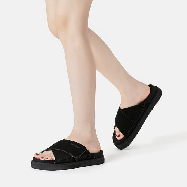 The Rose Slides seamlessly blend comfort and style. Made from smooth, sturdy cow suede, these open-toe sandals ensure exceptional comfort and durability. Featuring a flat heel, they're perfect for all-day wear, making them an ideal choice for both holidays and daily use.

Product No. EAU2011

Description:
- Cow Suede Upper
Fibre Lining
Fibre Insole
- EVA Sole