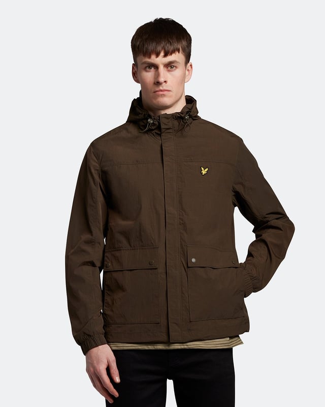 Lyle Scott Branded Olive Hooded Parka Jacket - Main Image