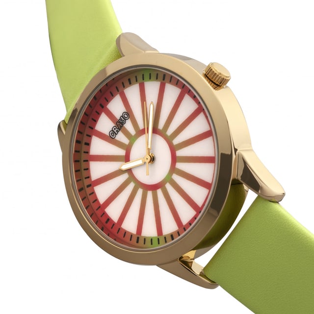 Polished Alloy Case; Japanese Quartz Movement; Non-Glare Scratch-Resistant Mineral Crystal; Logo-Engraved Stainless Steel Caseback; Leatherette Strap; Logo-Engraved Stainless Steel Clasp; 41mm Case Diameter; 3ATM Water Resistance;