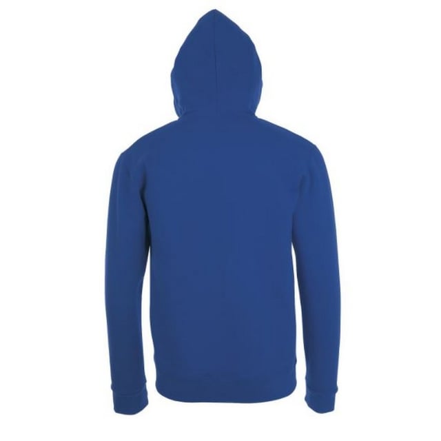 Mens hoodie. Drop shoulder style. Brushed back fleece. Hood with self fabric drawcord. Full length front zip. Two front pockets. Ribbed cuffs and hem. 260gsm. Fabric: 50% Cotton, 50% Polyester. Mens Chest (to fit inches): S(36/38), M(38/40), L(41/42), XL(43/44), XXL(45/47).