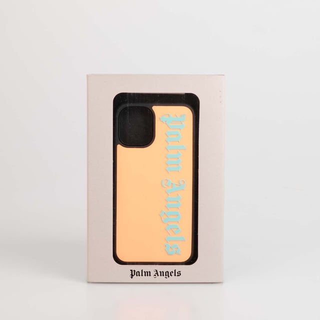 Palm Angels Classic Logo iPhone 12 Mini Case in orange fluo green.- Palm Angels logo printed in fluo green at front.- Two-tone design.- iPhone 12 Pro Mini Compatible.- Presented in branded gift box.- 40% Acrylic  40% Polyvinylchloride  20% Polyurethane.- Ref: PMPA0290016671