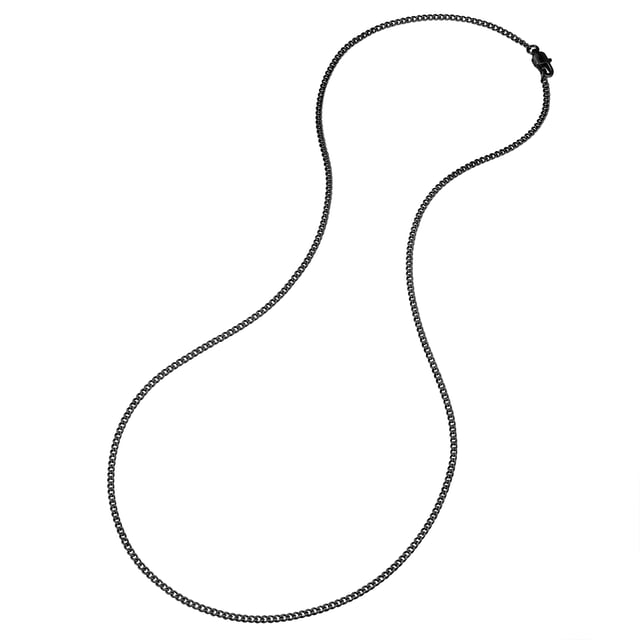 In the Slim Line collection from the men's jewelry label True Rebels you will find accessories for casual guys who like jewelry without frills - versatile, hard-wearing and wearable in the office and in free time. The slim curb chain with 3D bar pendant is inspired by the 80s and adds stylish retro vibes to any outfit. Made from rust-proof, water- and scratch-resistant stainless steel, you benefit from the advantages of the easy-care decorative metal. The dark rhodium finish gives the necklace a masculine touch and an easy-to-use lobster clasp completes the wearing comfort.
