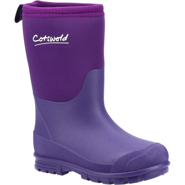 Upper: EVA (Ethyl Vinyl Acetate), Neoprene. Outsole: EVA (Ethyl Vinyl Acetate), Treaded. Sole Features: Lightweight. Fastening: Slip-on. Contrasting Fabrics, Pull Tab, Reinforced Heel. Low Heel. Cut: Calf-Length. Design: Logo, Textured. Toe Style: Reinforced. Easy to Clean, Waterproof.