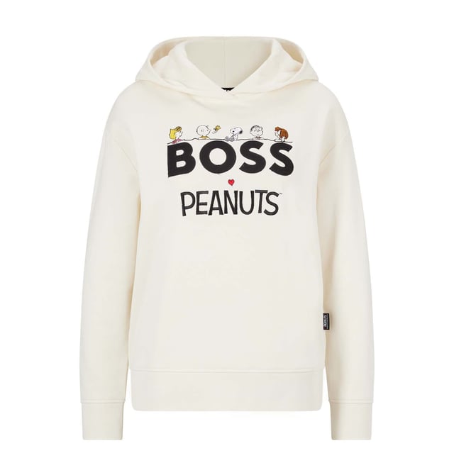 Womens Hoodie Boss Hoodie White BOSS Logo-embroidered Cropped