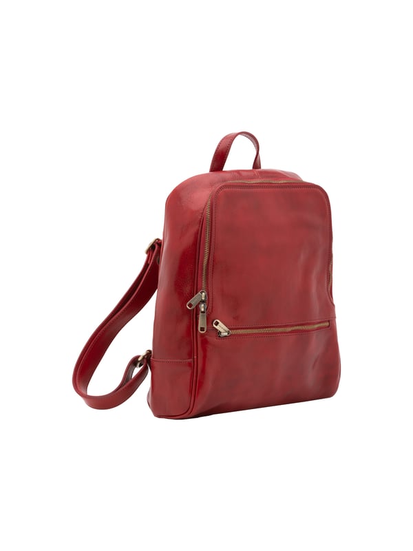Bolso bandolera para mujer. El cierre es con cremallera. Los bolsillos internos son uno con cremallera. Los bolsillos externos son uno frontal con cremallera y otro trasero con cremallera. La bandolera es ajustable en piel. El mango es de piel. Hay un compartimento interno. El material exterior es auténtica piel de vacuno. Internamente está forrado en algodón. Medidas: 30x36x12 cm. Hecho en Italia