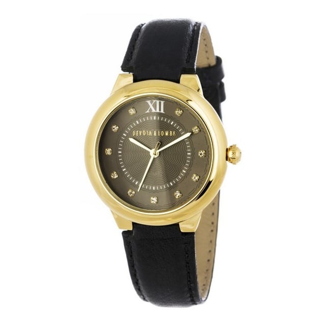 DEVOTA & LOMBA DL006W-02BLAC Uhr Frau Quarz• Material: Edelstahl• Glas: Mineral• Armband: Leder• Farbe: Gold• Wasserbeständigkeit: 50 m (5 ATM)• Gehäusegröße: 34 mm