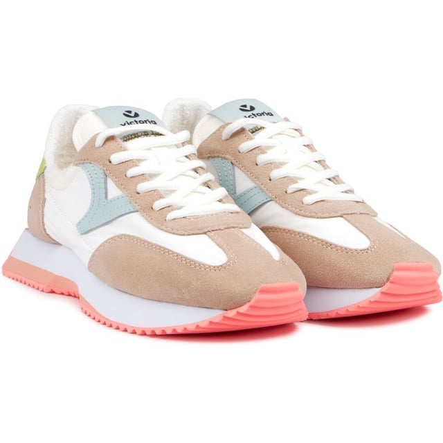 Step Into Retro Vibes With The Victoria Cosmos. This Sleek Women's Trainer Radiates Throwback Style With Its Iconic V Side Panelling And Neon Serrated Sole. Super Lightweight And Breathable Nylon Uppers Move With You, While The Branded Tongue And Rubber Outsole Add Bold, Comfortable Cushioning. Slip Into These Fresh, Vegan Kicks And Feel Fashion With A Conscience And A Pinch Of Nostalgia With Every Stride.