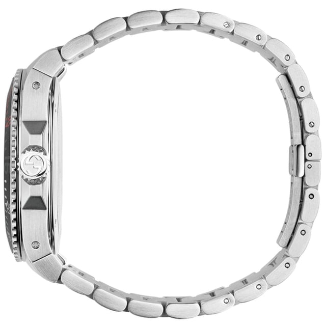 Brand GUCCIWater Resistant 200 MetresMovement QuartzCase Material Stainless SteelDial Colour BlackStrap Material Stainless SteelDiameter 45mm