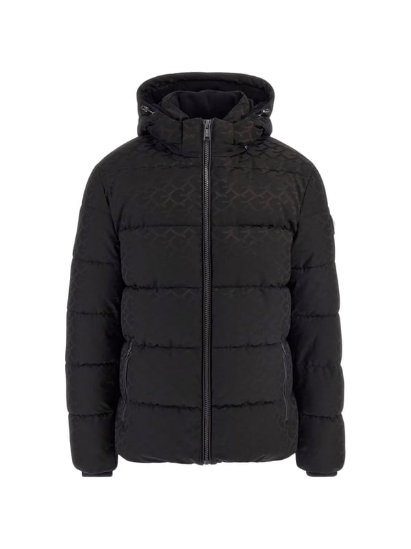 De 'MONOGRAM' winterjas voor heren van Guess maakt indruk met een afneembare capuchon en een moderne opstaande kraag. Een praktische ritssluiting en geribde boorden zorgen voor optimaal comfort. De jas heeft een synthetische vulling om je behaaglijk warm te houden. Het all-over monogrampatroon en het gewatteerde ontwerp geven de jas een stijlvolle look. Logodetails ronden het ontwerp af en benadrukken de merkkwaliteit. De normale pasvorm maakt deze jas tot een veelzijdige metgezel voor koude dagen.