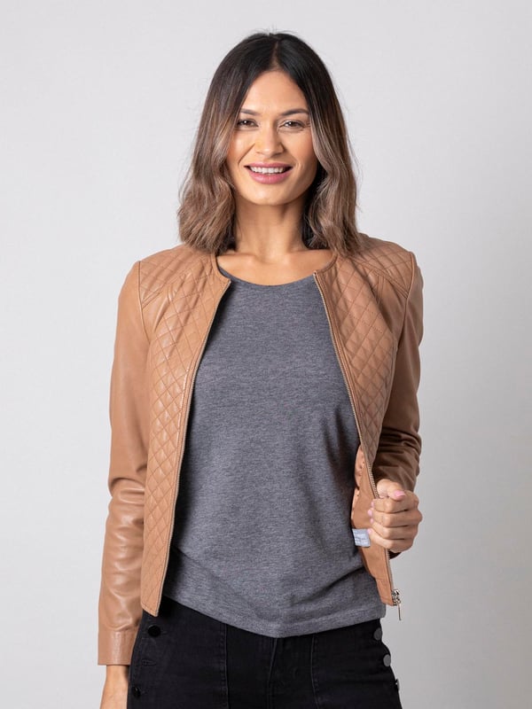 2010044 Camel Leather Look Jacket