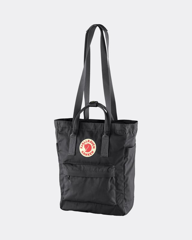Unisex Kånken Totepack
Kånken Totepack is a convertible version of Fjällräven’s iconic backpack and can be either a backpack when you bike or a shoulder bag when you board a crowded bus. It has a zippered main compartment and an inside pocket with a padded base for a 13” laptop. With the seat pad you’ll find in the back of the main compartment, you can always take a break, wherever you are.

Made from durable, water-resistant G-1000 HeavyDuty S.
Top-loaded main compartment with zipper.
Inside laptop sleeve with padded base (up to 13 inches).
Zippered front pocket and open side pockets.
G-1000® HeavyDuty S: 65% polyester (recycled), 35% cotton (organic)
Organic cotton, Recycled polyester, Produced without PFCs
Inside compartment, Open outside pocket(s), Zippered outside pocket(s)
Adaptable with Greenland Wax, Durable, Quick-drying, Water resistant, Wind resistant
Clean with soft brush and lukewarm water

F23710