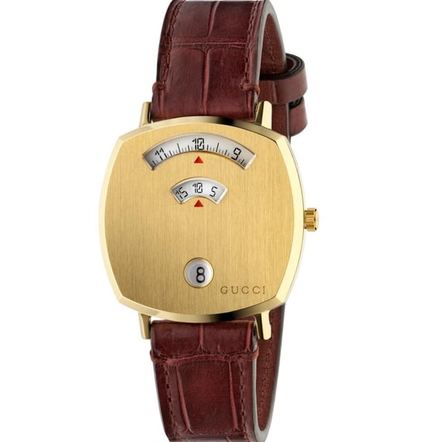 Manufacturer Product Number: YA157405 Category: Watches Brand: GUCCI Water Resistant: 30 Meters Recipient: Unisex Movement: Quartz Case Material: Stainless Steel & PVD Yellow Gold Dial Colour: White Strap Material: Alligator Diameter: 35mm Brand Collections: Grip