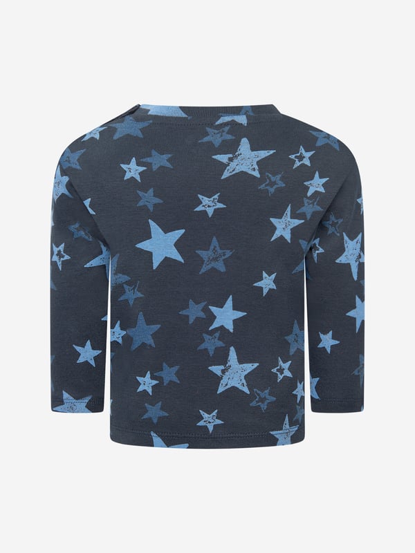 He will be the star of the show in this fun and fashionable baby boys' t-shirt by Molo. Decorated with a stylish star print, the navy long-sleeved top also has a popper button opening at the neck to help at changing times and is the perfect piece for layering when the weather cools down.