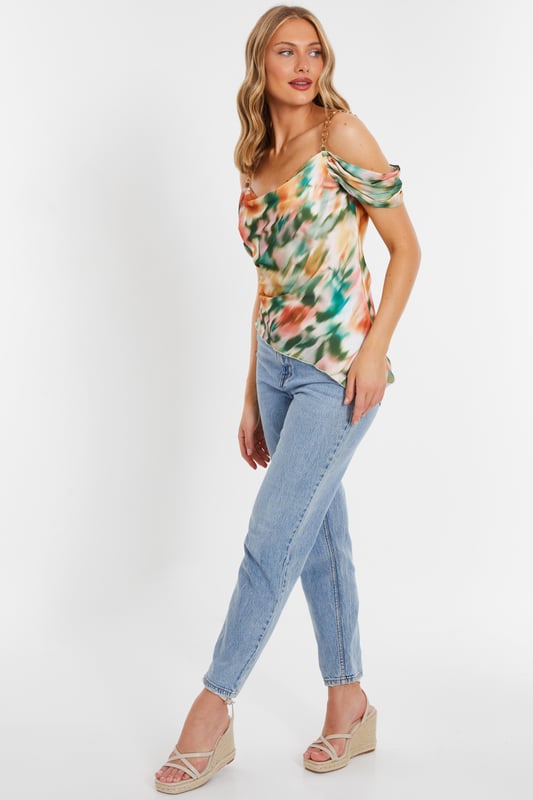 - Satin finish - Marble print - Cowl neckline - Drop shoulder - Chain detail - Model height: 5' 7" - Model wears uk 8 / us 4 / eur 3 - Always check the care wash label. cool hand wash with mild detergent