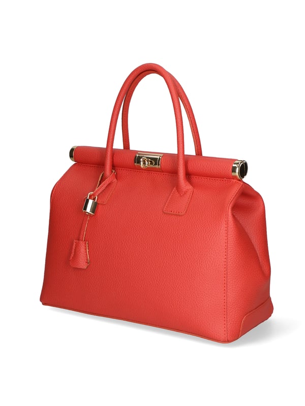 Bolso de mano de mujer de dos compartimentos con bandolera extraíble. Producto artesanal italiano en piel genuina dólar. Hecho en Italia