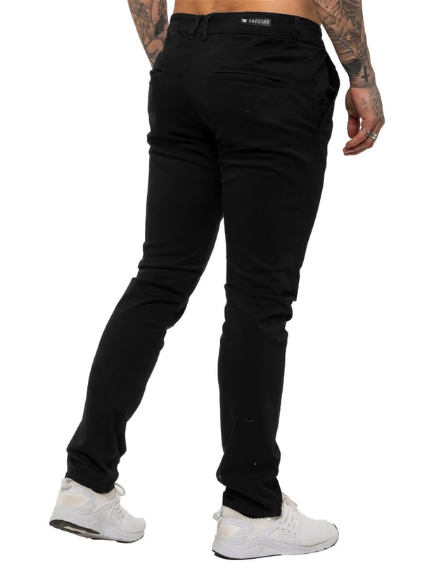 Enzo Mens Designer Skinny Stretch Chinos. Coupe slim stretch. 2 poches avant, 2 poches arrière. Braguette zippée