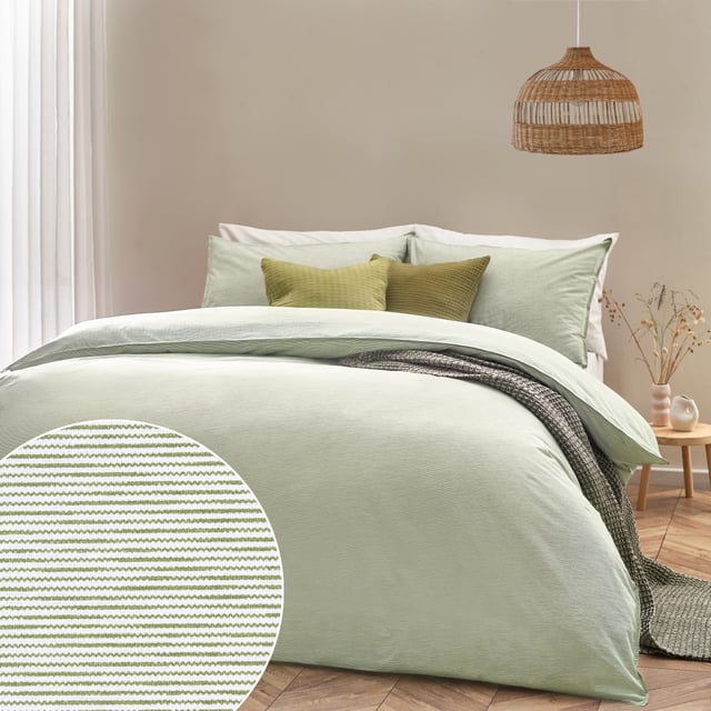 Minimalist yet modern, the Heaton Stripe duvet cover set is ideal for those who adore the relaxed-living aesthetic. Featuring a subtly textured, striped design, this 100% tumbled cotton bedding is complete with twin-needle stitch edging. Crafted from ultra-cosy, breathable fabric, this duvet set will become much softer with every wash! This product is certified by OEKO-TEX® MADE IN GREEN showing it has been sustainably made.