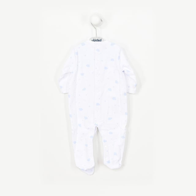 Baby romper Babidu.
 Long sleeve romper and long pants.
 Round neckline with ribbed finish.
 Printed on the front.
 Seams seen in tone.
 Composition: 100% cotton
 Care:
Wash at maximum temperature 40º
 -Do not use bleach
 -Accepts iron
 -Dry at low temperature