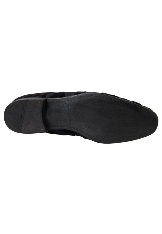 Dolce & Gabbana Men's Black Brocade Loafers Formal Shoes
