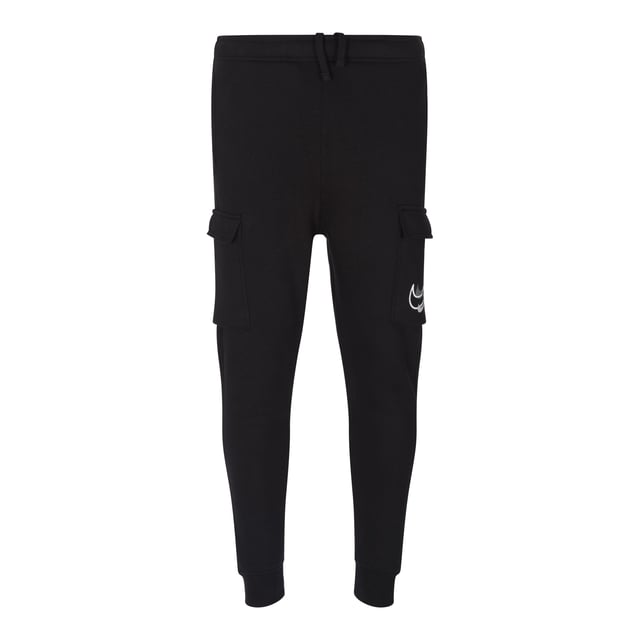 Crew Neck Top, Sportswear Multi Swoosh Graphic.
Ribbed Neckline, hem and Cuffs.
Elasticated Waist
Concealed draw cord Cuffed Joggers.
2 Side Pockets, 2 Cargo Flat Pockets Secured with Pressed Buttons.
Soft and Comfortable Feel Fabric.