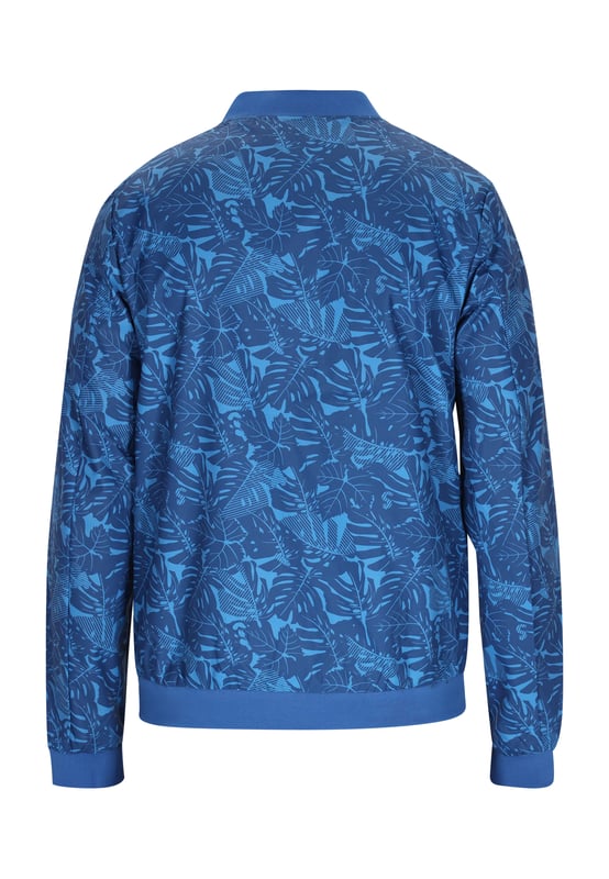 Laat je stijl de vrije loop met dit bomberjack met een levendig bladprintmotief. De geribde opstaande kraag en manchetten zorgen voor een aansluitende pasvorm, terwijl de allover print diepte aan je look toevoegt. Dit kledingstuk met lange mouwen, compleet met een ritssluiting over de volledige lengte en handzakken, is perfect voor moeiteloos koelen. Geen enkel detail wordt over het hoofd gezien in dit stijlvolle bomberjack!  Jas