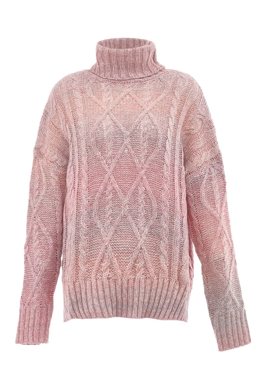Mymo Rollkragenpullover Damen rosa gelb