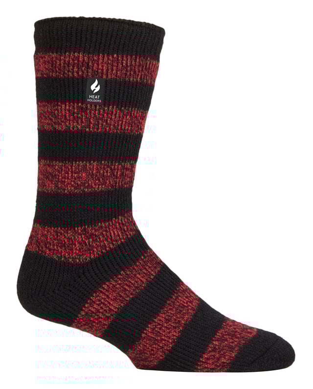 Lassen Sie sich vom kalten Wetter nicht unterkriegen. Ziehen Sie sich mit den warmen Men's Ultimate Thermal Socks von Heat Holders warm an. Wissenschaftlich getestet, um die wärmsten Socken auf dem Markt zu sein, werden die Socken von Heat Holders mit einer in Großbritannien patentierten Stricktechnologie hergestellt. Dieses einzigartige Herstellungsverfahren in Verbindung mit dem innovativen, in Japan entwickelten Thermogarn von Heat Holders® sorgt dafür, dass die maximale Wärme auf der Haut gehalten wird. Mit einer hohen TOG-Einstufung von 2,3 TOG halten diese Socken Ihre Füße länger warm. Halten Sie Ihre Füße warm mit den fortschrittlichen Eigenschaften des japanischen Thermogarns von Heat Holders, das eine leistungsstarke Isolierung gegen Kälte bietet. Die Socken sind außerdem besonders feuchtigkeitsableitend und geschmeidig. Die innovative Stricktechnologie von Heat Holders erzeugt einen UK PATENTED langen Schlingenflor, der mehr warme Luft speichert und den TOG-Wert insgesamt erhöht. Das fachmännische Bürstverfahren maximiert die Menge an warmer Luft, die in jeder Socke gehalten wird, und sorgt für unschlagbare Wärme und ganztägigen Komfort. Mit diesen farbenfrohen, gestreiften und dicken Socken haben Sie die ultimativen Thermosocken für den Alltag gefunden. Egal, ob Sie sie im Bett oder zu Hause tragen, diese Herrensocken halten Ihre Füße garantiert warm und kuschelig! Sie liegen angenehm eng an und halten die Wärme auf der Haut. Erhältlich in einer Reihe von Farben und Stilen, wählen Sie zwischen gestreiften Mustern oder bunten Zehen- und Fersendesigns, um Ihren modischen Bedürfnissen gerecht zu werden! Sie sind in den Herrengrößen 6-11 UK, 39-45 EU, 7-12 US erhältlich.