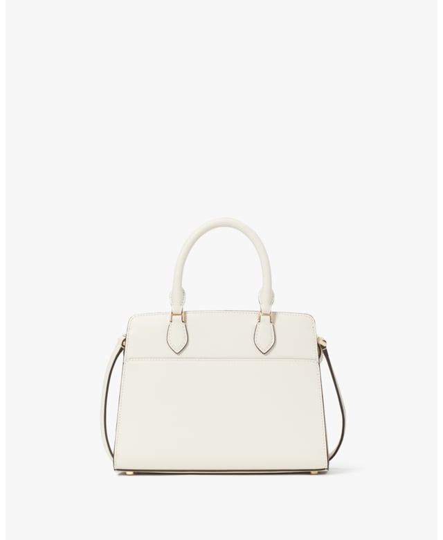 Madison Saffiano Leather Small Satchel, Metal Pinmount Logo, Back Zip Pocket, Front Slip Pocket,  Length: 25.00 Cm,  Width: 19.00 Cm,  Height: 18.90 Cm