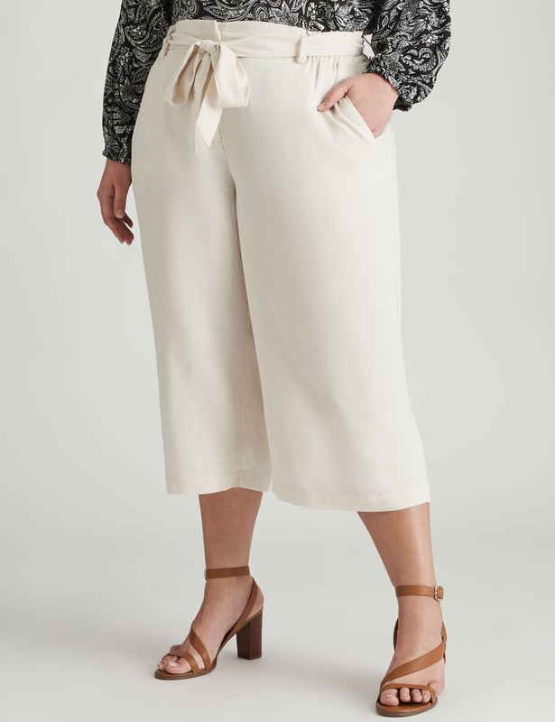 Plus size sale white linen capris