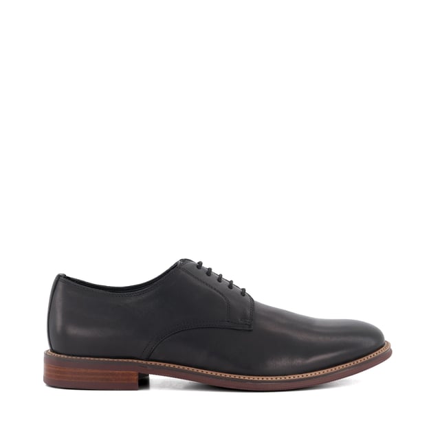 Dune Mens STANLEYYY Smart Lace-Up Shoes Stanleyyy Refresh your sartorial edit with Stanleyyy. Crafted from the finest material, this round-toed silhouette features a five-eyelet system and is detailed with tonal stitch details and a wooden veneer sole, enhanced with a contrast-stitch trim.