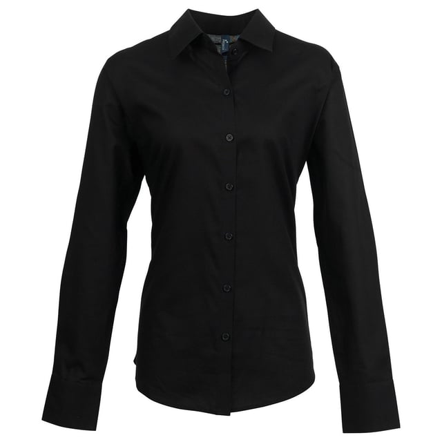 70% Katoen, 30% Polyester. Stof: Oxford-doek, zacht aanvoelend. Ontwerp: Eenvoudig. Hem: Gebogen. Manchet: Dubbele knoop. Mouwtype: Met lange mouwen. Halsuitsnijding: Omgeslagen kraag. Rugpijlen, Bustepijlen, Uitgesneden label, Onderhoudsvriendelijk. Passend: Gemonteerd. 135gsm. Duurzaamheid: Amfori, BSCI, Oeko-Tex Standard 100 Gecertificeerd, REACH, Sedex, WRAP Gecertificeerd.