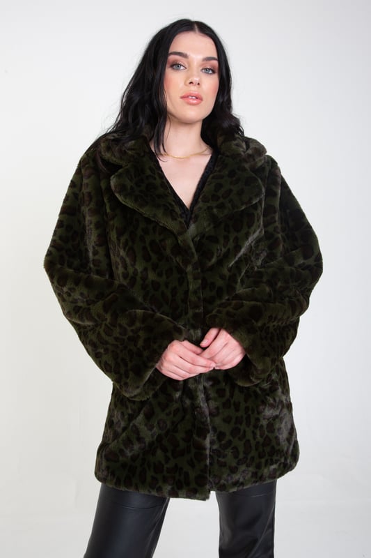 Leopard print fur coat new look shop