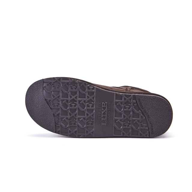 Wildleder-Finish, 100 % doppelseitiges Schaffell aus EcoTan Klasse A, Lammfell-Futter, Sohle aus EVA/Gummi
