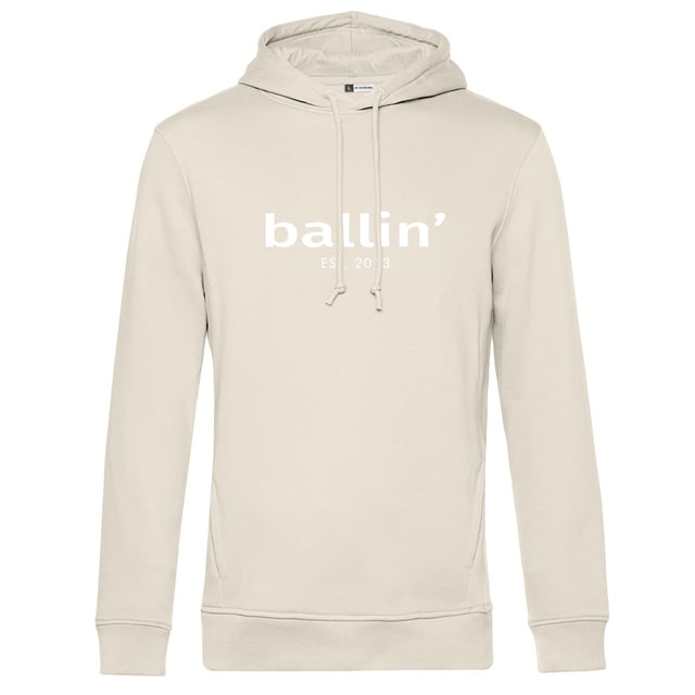 Sudadera con capucha para hombre de la marca Ballin Est. 2013. Las sudaderas con capucha de Ballin Est. 2013 están hechas de 80% algodón orgánico y 20% algodón de poliéster reciclado, y tienen un corte regular. El suave algodón proporciona una gran comodidad.  Nombre del modelo: Basic HoodieCategoría: sudadera con capucha para hombreMateriales: algodón orgánico, poliéster recicladoColor: crudo