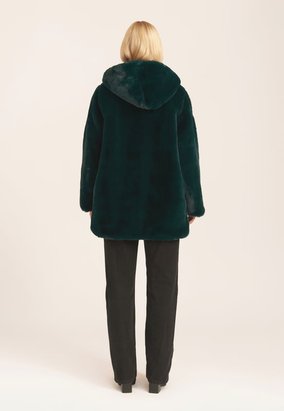 Dark green faux fur coat online