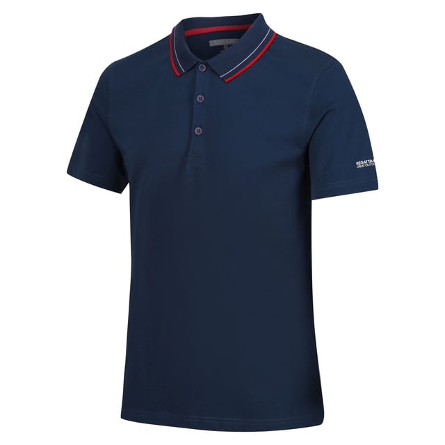 100% Cotton. Fabric: Coolweave. Design: Logo. Fastening: Button. Neckline: Contrast Stripe, Turn Down Collar. Sleeve-Type: Short-Sleeved. Fabric Technology: Breathable. 3 Button Placket. 160gsm. Sustainability: BCI Approved, Sustainable Materials. S: 38 in. M: 40 in. L: 42 in. XL: 44 in. XXL: 48 in. 3XL: 51 in. 4XL: 54 in. 5XL: 57 in.