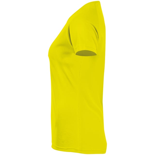 Textured breathable fabric. Self fabric bound neckline. Raglan sleeves. Twin needle sleeves and hem. Drop tail. Material: 100% Polyester. Weight: 140 gsm. Ladies Size (UK): XS- 6/8, S- 8/10, M- 10/12, L- 12/14, XL- 14/16, XXL- 16/18.