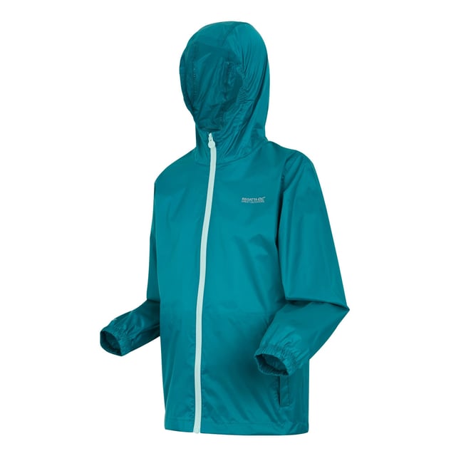 Regatta Great Outdoors Childrens/Kids Pack It Jacket III Waterproof Packaway Black (Exotic Plume/Icy Morn) 100% Polyamide. Design: Plain. Breathable, Lightweight, Logo, Moisture Wicking, Packaway, Side Seams, Storm Flap, Taped Seam, Water Repellent. Neckline: High-Neck. Sleeve-Type: Long-Sleeved. Hood Features: Elasticated, Grown On Hood. Length: R. Fit: R. Fastening: Full Zip. 5000g/m²/24hrs. 13 Years: 32.5 in. 11-12 Years: 31 in. 2 Years, 2-3 Years: 21.5 in. 5-6 Years: 24 in. 3-4 Years: 22.5 in. 7-8 Years: 26 in. 15-16 Years: 36.5 in. 14 Years, 14-15 Years: 34 in. 9-10 Years: 29 in.