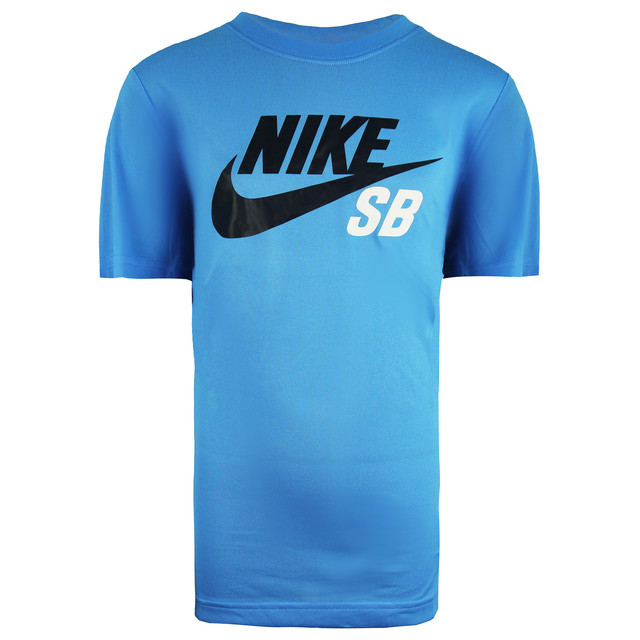 Nike Dri-Fit SB Skateboarding Logo Tee Blue Junior Short Sleeve Top 976604 466