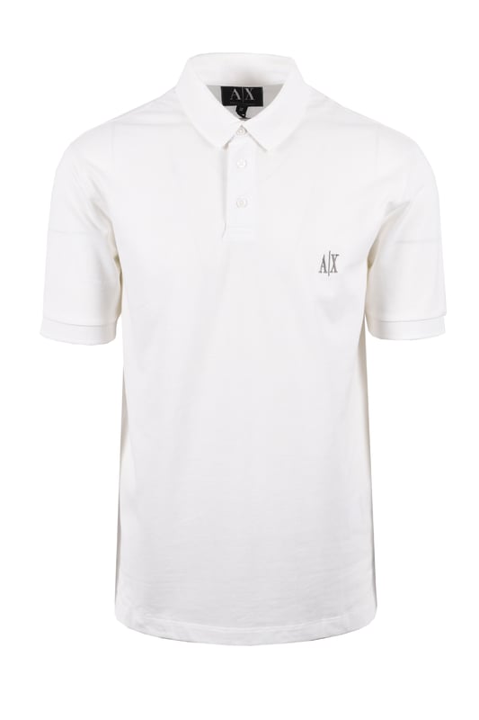 Armani Exchange Regular Polo Shirt in Off White
Enhance your casual wardrobe with the timeless sophistication of the Armani Exchange Regular Polo Shirt in a clean, off-white hue. This classic piece offers a refined yet relaxed style, perfect for everyday wear.
 
Features

Crafted from 100% soft and breathable cotton, ensuring exceptional comfort and durability.
Features a ribbed polo collar and ribbed cuffs on the short sleeves, providing a structured and polished look.
A three-button placket with branded buttons adds a touch of understated elegance. The signature Armani Exchange AX logo is meticulously embroidered in grey on the left chest, showcasing the brand's iconic style.
Regular Fit
Vented Hem
Style code: XM000367