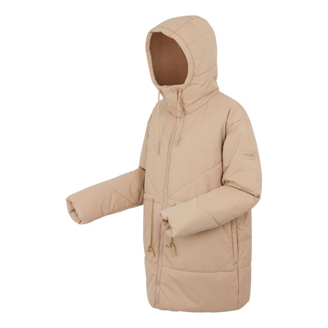 Shell: Polyester. Lining Material: 100% Polyester. Fabric: Baffled, Micro Taslan, Synthetic, Taslan. Lining: Taffeta. Design: Plain. Fabric Technology: DWR Finish, Insulating, Weather Resistant. Neckline: Hooded. Sleeve-Type: Long-Sleeved. Padded, Snug Fit. Cuff: Ribbed. Hood Features: Adjustable, Drawcord, Grown On Hood. Pockets: 2 Lower Pockets. Fastening: Full Zip, Stormflap. Waistline: Adjustable, Drawcord. Sustainability: Eco Friendly, Feather-Free, Made from Recycled Materials. 8 UK: 32 in. 10 UK: 34 in. 12 UK: 36 in. 14 UK: 38 in. 20 UK: 145 in. 22 UK: 48 in. 24 UK: 50 in. 26 UK: 52 in. 18 UK: 43 in. 16 UK: 40 in.