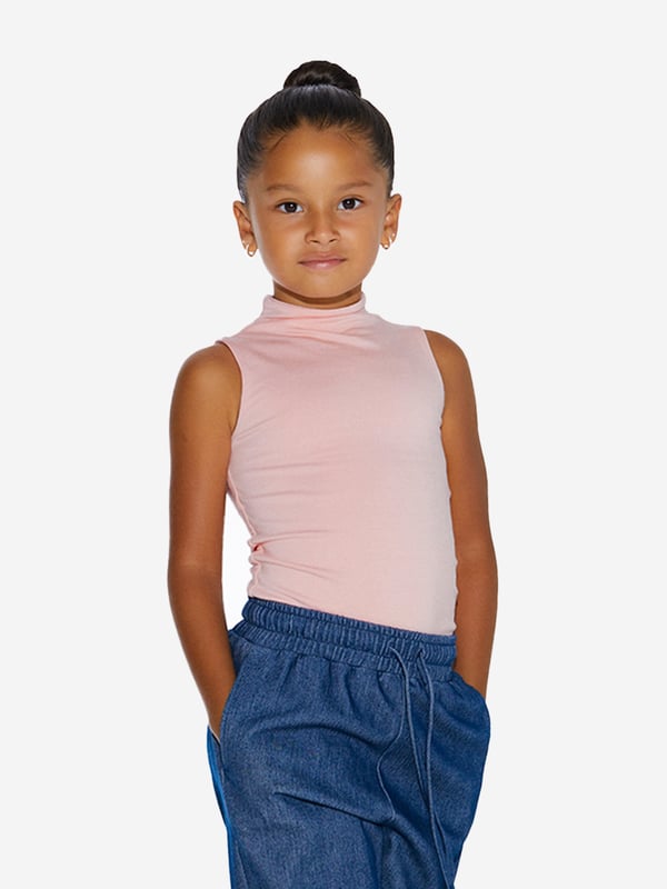 Dream big and feel fab with this girls pink sleeveless knit top from AY by Ayla. The stylish and dramatic piece offers a chic comfort in casual form. Soft and stretchy for free and easy movement, the piece is paired with the label's woven skirt or combats for a cool coordinated look. Sleeveless Design High Neck