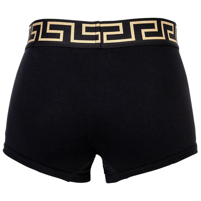 Zwei elegante Herren Boxer Shorts der Marke VERSACE. Hochwertige Unterhosen mit Greca-Muster und Medusa-Motiv am elastischen Bund. Sehr hohe Qualität.