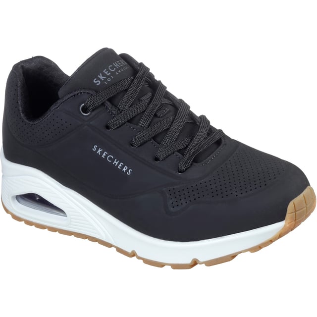 Classic air cushioned style meets updated comfort in the Stand on Air shoe. Smooth leather-textured synthetic upper in a lace up classic fashion sneaker with stitching and perforation accents.