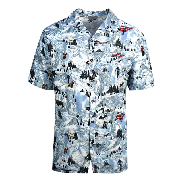 Camisa Lanvin Alpine Print Azul Cielo. Camisa Lanvin Azul. Impresión alpina. Manga Corta, 100% Viscosa. Bolsillo en el pecho izquierdo. Estilo: RMSI0056 221